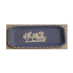Wedgwood Jasperware Blue/White Rectangular Trinket Dish/Pin Tray